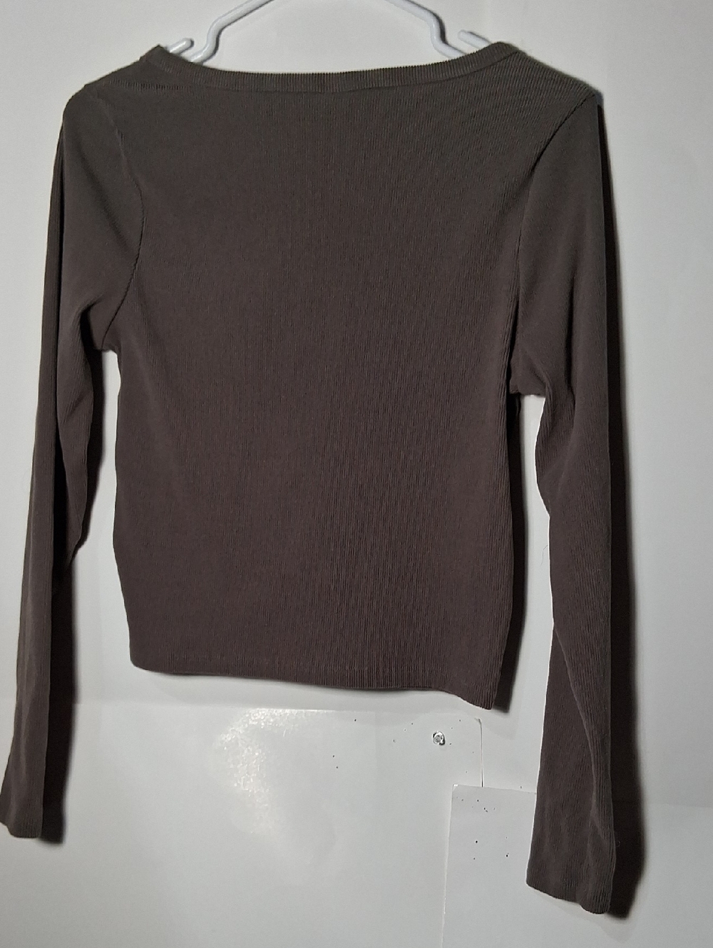Women’s Square Neck Long Sleeve Top - Brown - Picture 2 of 8